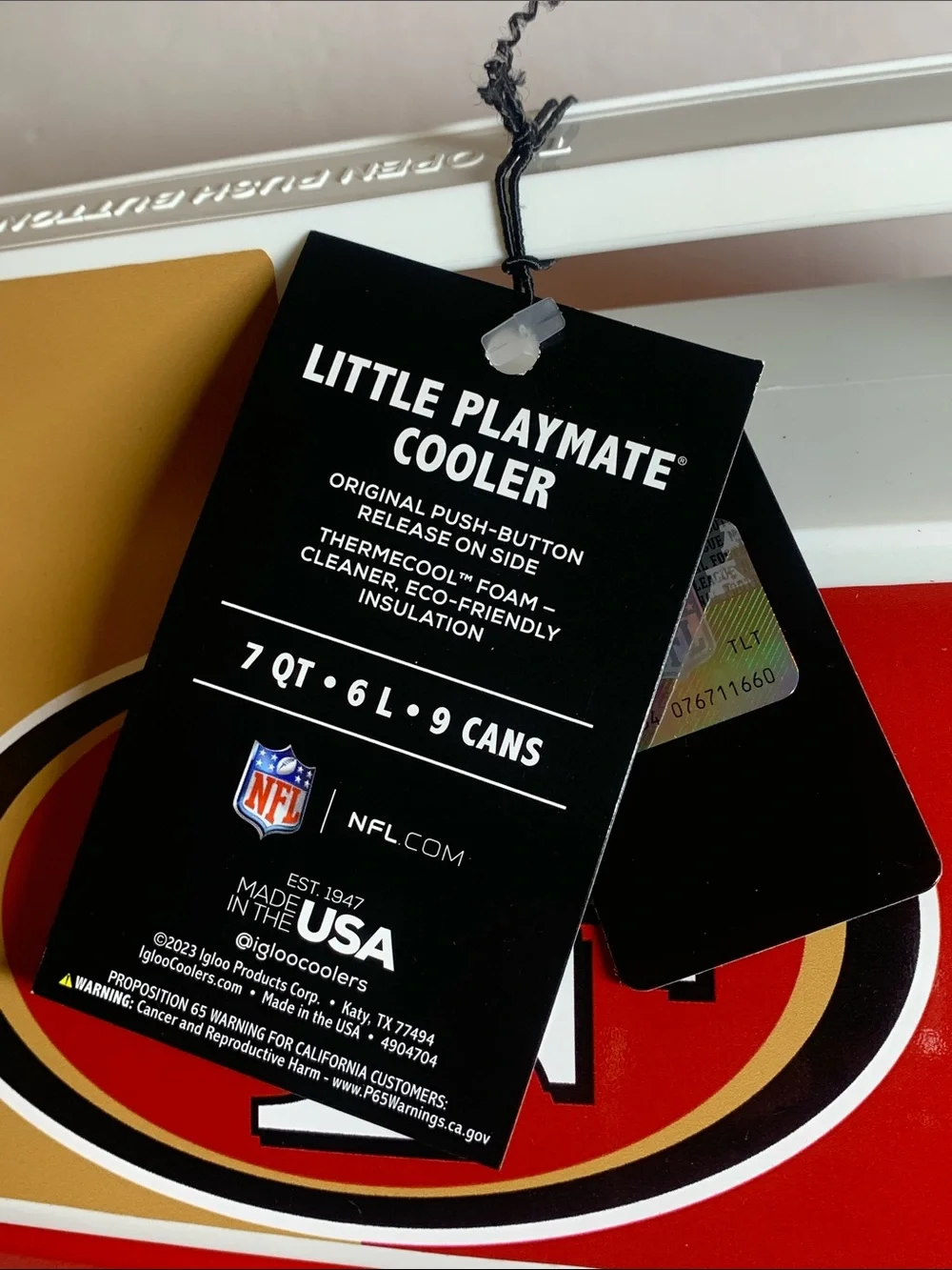 NFL San Francisco 49ERS Cooler 7 Quarts Playmate NWT